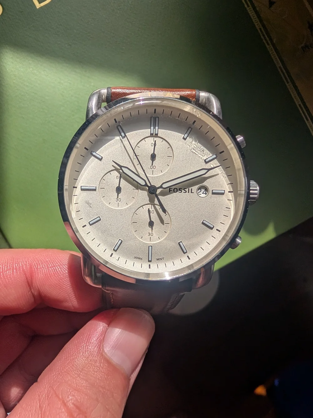 42MM White Dial, Brown Leather Watch